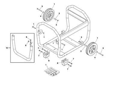 Wheel Kit Diagram and Parts List for 030799-00  Briggs and Stratton Generator